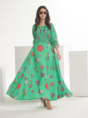 Swiss Lawn Green Frock