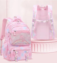 Girls School Backpack Cute Daypack Rainbow Bookbag Pink School Bag